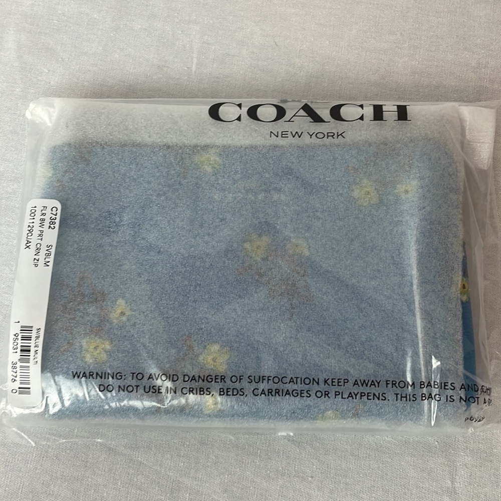 Brand New Corner Zip Wristlet With Floral Bow Print Coach - Picture 3 of 3